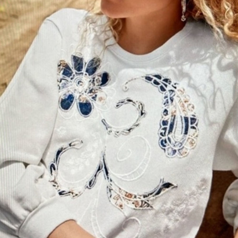 Johnny Was Jade Solis Paisley Crewneck Sweatshirt SzXL